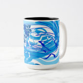 Blauwe Bloemige Draaikolk — Moderne Abstracte Mok (Voorkant rechts)