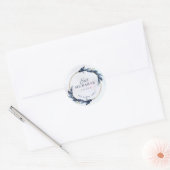 Blauwe Bloemige Eid Mubarak Ronde Sticker (Envelop)