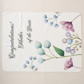 Blauwe Bloemige Elegante Moeder Bruid Cadeau Deken (Voorkant (horizontaal))