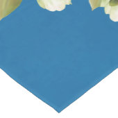 Blauwe Bloemige Elegante Witte Pioenrozen Medium Tafelloper (Hoek)
