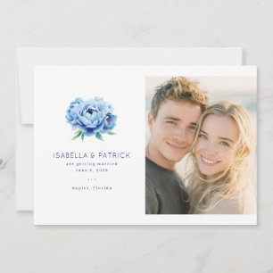 Blauwe Bloemige Foto met Vrolijkheid Save The Date