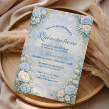 Blauwe Bloemige Gouden Tuin Quinceañera