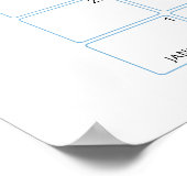 Blauwe bloemige Guess de verwachte datum kalender  Poster (Hoek)