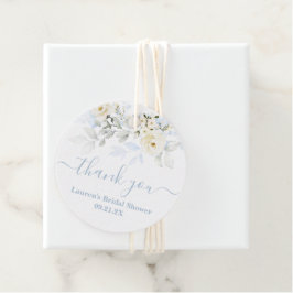 Blauwe bloemige gunstlabels bedankjes labels