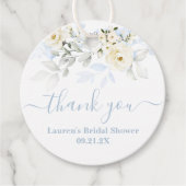 Blauwe bloemige gunstlabels bedankjes labels (Voorkant)