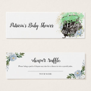 Blauwe Bloemige Halloween Baby Shower Luier Raffle Mini Visitekaartjes