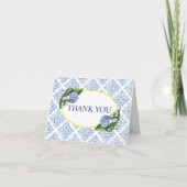 Blauwe bloemige hortensia dankkaart bedankkaart (Voorkant)