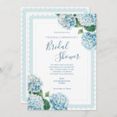 Blauwe Bloemige Hortensia Elegante Bruiloft Feest Kaart (Voorkant / Achterkant)