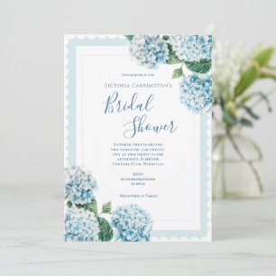 Blauwe Bloemige Hortensia Elegante Bruiloft Feest Kaart
