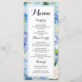 Blauwe Bloemige Hortensia Menukaarten Menu