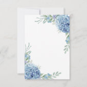 Blauwe bloemige Hortensia RSVP kaart (Achterkant)