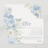 Blauwe Bloemige Hydrangea Botanische Trouw-RSVP Informatiekaartje (Voorkant / Achterkant)