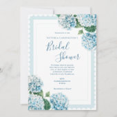 Blauwe Bloemige Hydrangea Elegante Bruiloft Feest Kaart (Voorkant)