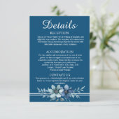 Blauwe Bloemige Islamitische Trouwdetails Bijgevoe Kaart (Staand voorkant)