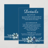 Blauwe Bloemige Islamitische Trouwdetails Bijgevoe Kaart (Voorkant / Achterkant)