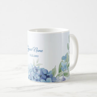 Blauwe Bloemige Kruiden Stofachtige Vintage Trouwf Koffiemok