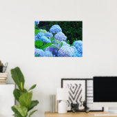 Blauwe bloemige kunstdrukken Hydrangea bloemen Poster (Thuiskantoor)