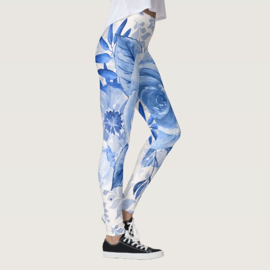 Blauwe bloemige leggings voor dames meisjes stylis (Rechts)