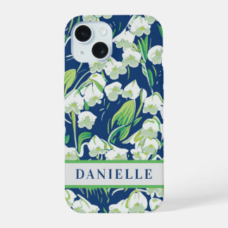 Blauwe Bloemige Lelietje-van-dalen Mei Geboorteblo iPhone 15 Case