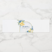 Blauwe bloemige Lemon Main Squeeze Bruiloftsborrel Waterfles Etiket (Enkel label)