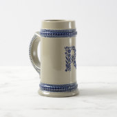 Blauwe Bloemige Letter R Monogram Beker Bierpul (Voorkant links)