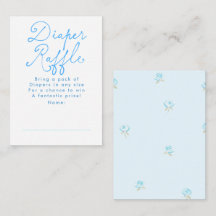 Blauwe bloemige leuke luierraffle baby shower tick
