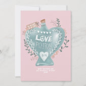 Blauwe bloemige liefdesdrankfles Valentijnsdag roz Feestdagenkaart (Voorkant)