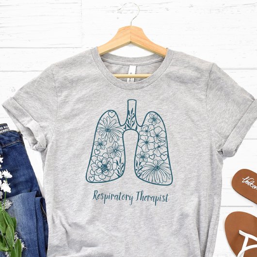 Blauwe Bloemige Longfunctieanalist T-shirt