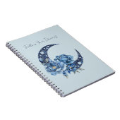 Blauwe Bloemige Maan Notitieboek (Rechterzijde)