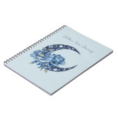 Blauwe Bloemige Maan Notitieboek (Linkerzijde)