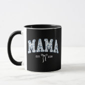 Blauwe Bloemige Mama Varsity Minimal Moederschap Mok (Links)
