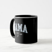 Blauwe Bloemige Mama Varsity Minimal Moederschap Mok (Voorkant links)