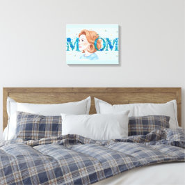 Blauwe Bloemige Moeder Canvas Afdruk