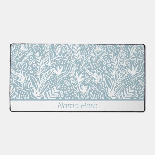 Blauwe bloemige monogram bureaumat (Voorkant)