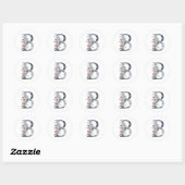 Blauwe Bloemige Monogram Initiaal B Ronde Sticker (Vel)