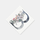 Blauwe Bloemige Monogram Initiaal B Servet (Hoek)