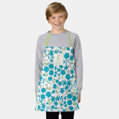 Blauwe Bloemige Monogram Schort (Gedragen)