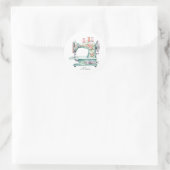 Blauwe bloemige naaimachine ronde stickers (Tas)