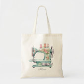 Blauwe bloemige naaimachinetas tote bag (Voorkant)