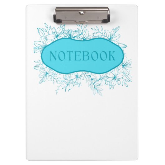Blauwe Bloemige Notebook Hoes Klembord (Voorkant)