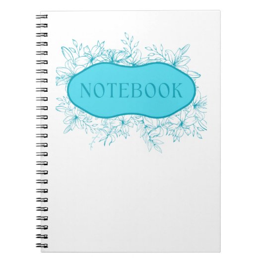 Blauwe Bloemige Notebook Hoes Notitieboek (Voorkant)