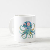 Blauwe Bloemige Octopus Koffiemok (Voorkant links)
