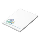Blauwe Bloemige Octopus Notitieblok (Linkerzijde)