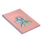 Blauwe Bloemige Octopus Notitieboek (Rechterzijde)