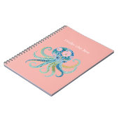 Blauwe Bloemige Octopus Notitieboek (Linkerzijde)