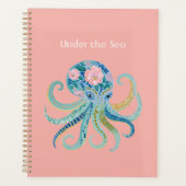 Blauwe Bloemige Octopus Planner (Voorkant)