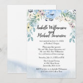 Blauwe Bloemige Ontvangst Uitnodigingen voor Elope (Voorkant / Achterkant)