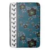 Blauwe bloemige ontwerper badmat (Voorkant Verticaal)