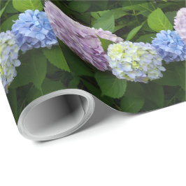 Blauwe bloemige paarse bloemenroze bloemhortensia' cadeaupapier