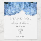 Blauwe Bloemige Persoonlijke Trouwtag Wijnlabel Wijn Etiket (Enkel label)